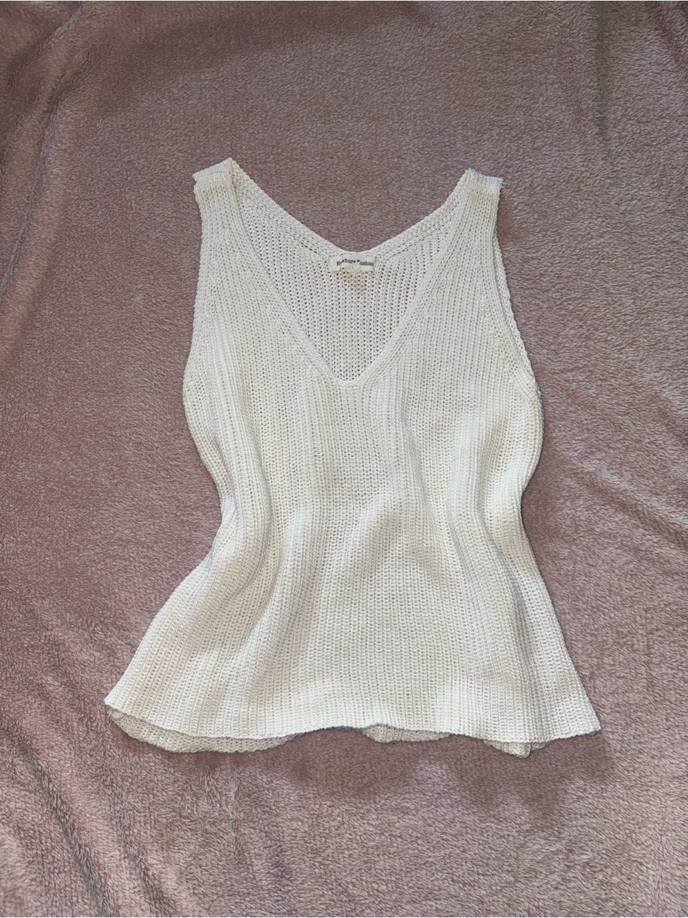 V-Neck Knit Tank Top in Cream — Lightweight Summer Layer